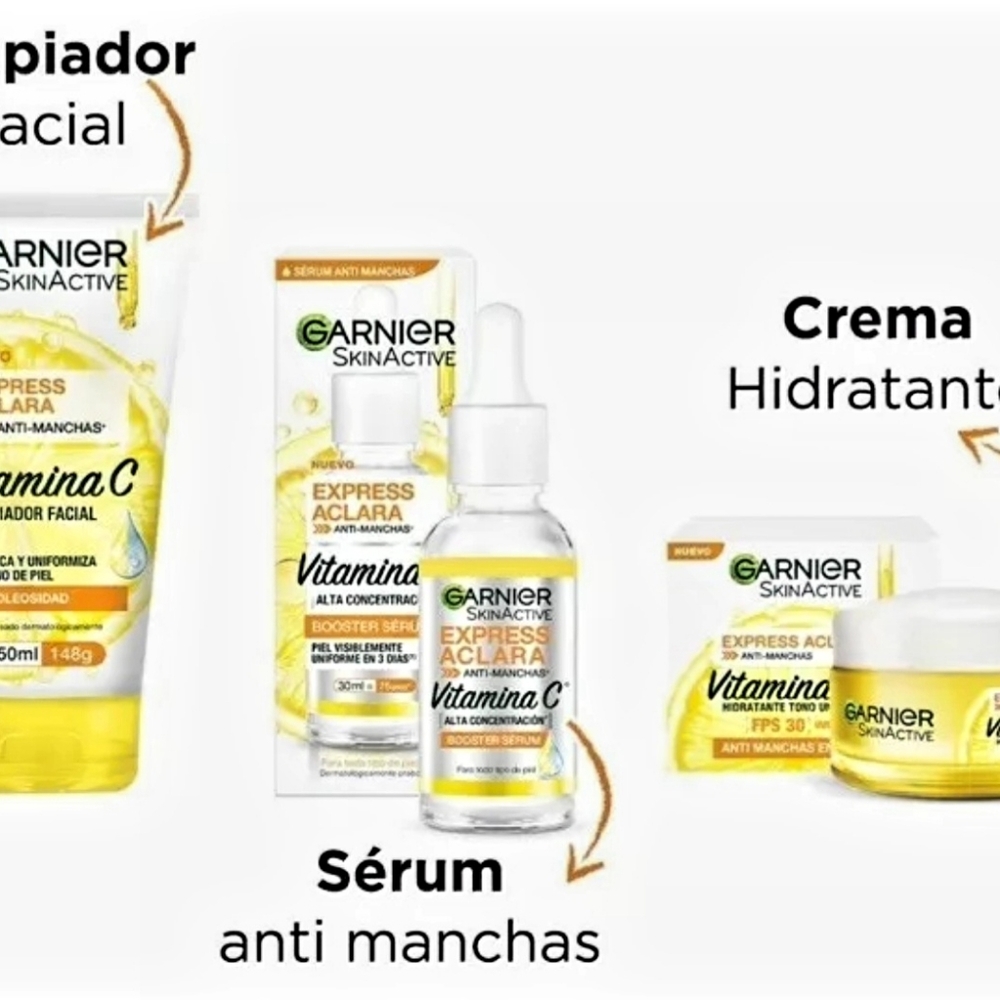 Kit Garnier Express Aclara Serum +crema +gel Con Vitamina C Tipo de piel Normal - Picture 7 of 8